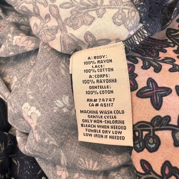 Bass Pro Shops Bob Timberlake Pink Blue Floral Lace Boho Tunic Rayon Dress XXL - Picture 15 of 15